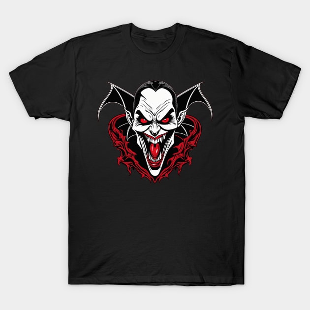 Scary vampire Halloween design T-Shirt by Edgi